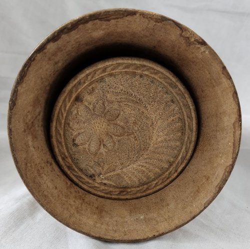 Antq. Deeply Carved Flower & Fern Butter Mold
