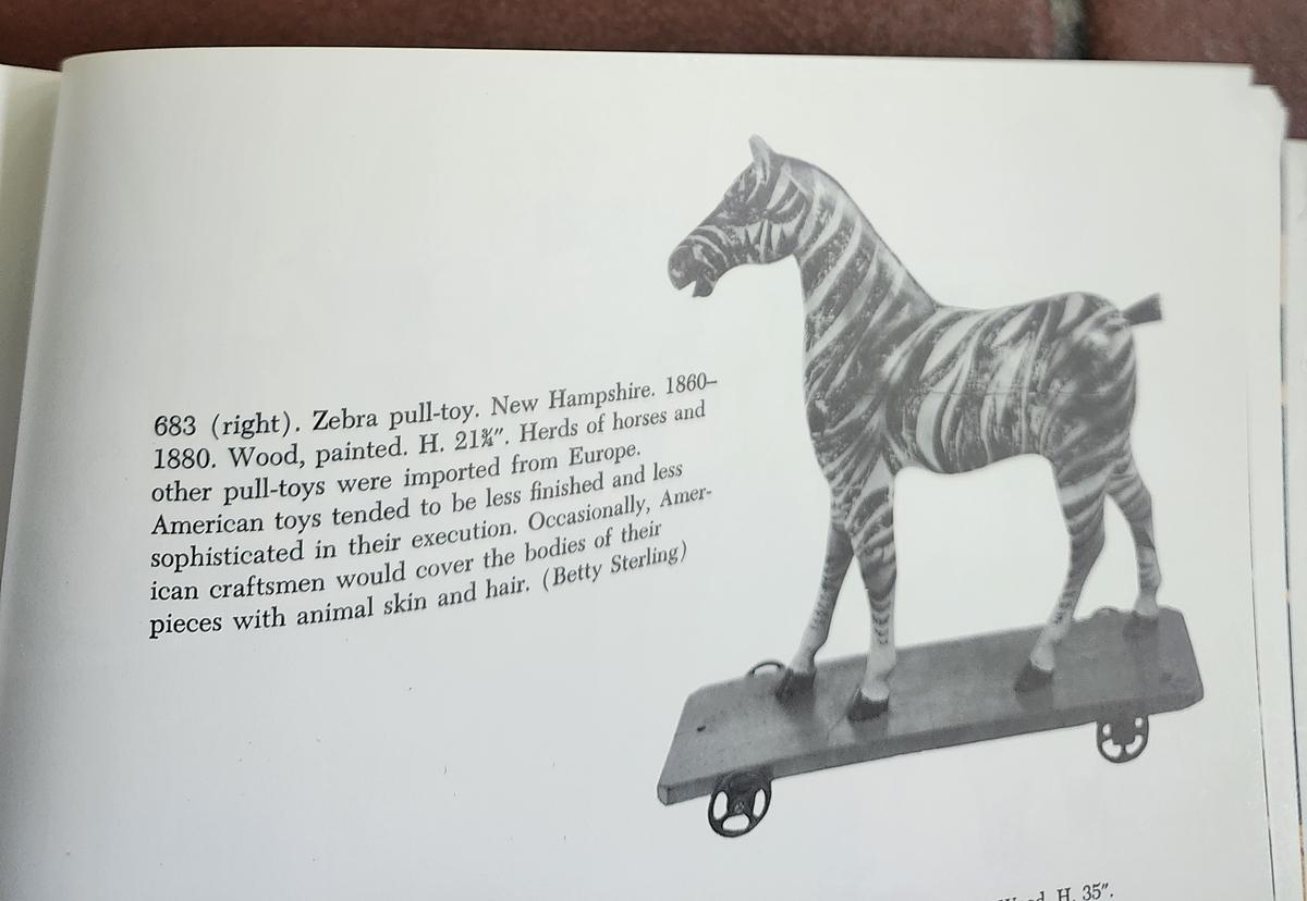 Published 19th C. Zebra Pull Toy Ex Wendel