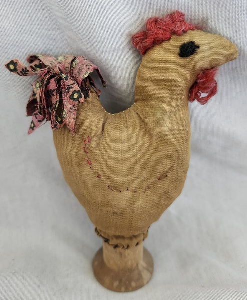 Chicken Rooster on Spool Pin Cushion Ex Booth #7