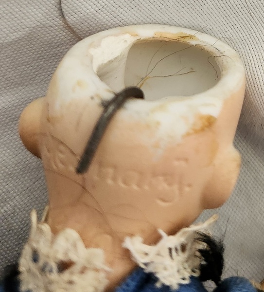 **Antique 5" German 16/0.M. Doll w/Original Wig