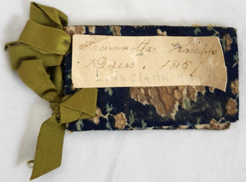 Dear Antique 1857 Book Form Pin Keep w/Note