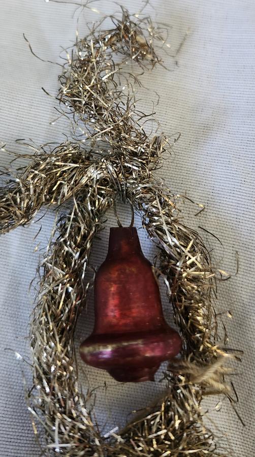 Antique Angel in Blue Scrap Tinsel Xmas Ornament