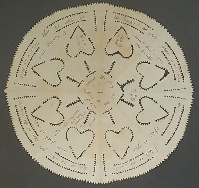 **19th C. Folk Art Scissor Cut Valentine w/Writing