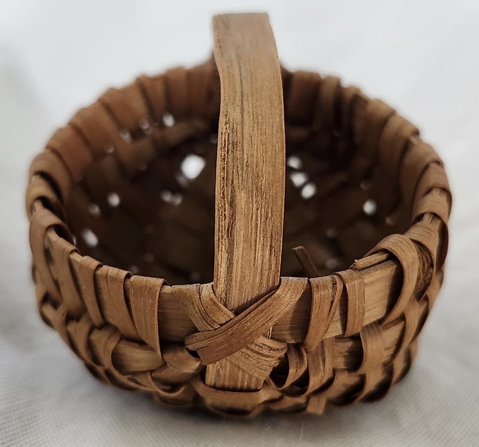 Tiny 1 1/2" Antique Folk Art Buttocks Basket