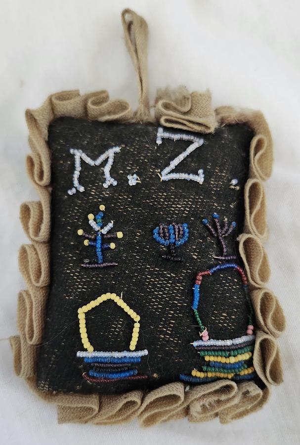 Antique Beaded Pin Cushion w/Initials, Trees++