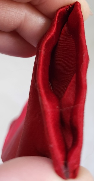 **Antq. Tiny Red Silk Huswif w/Pussy Willows