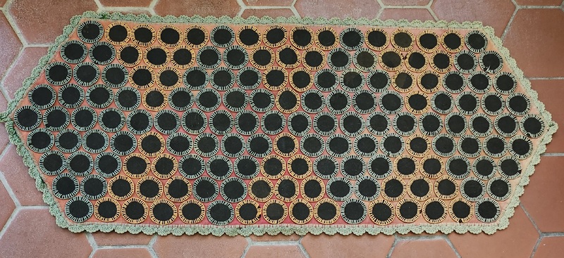 Vtg. Folk Art Diamond Pattern Penny Rug