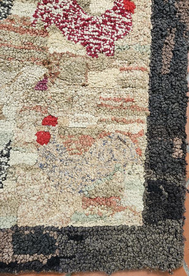 Early 20th C. PA. Folk Art Chickens Hooked Rug