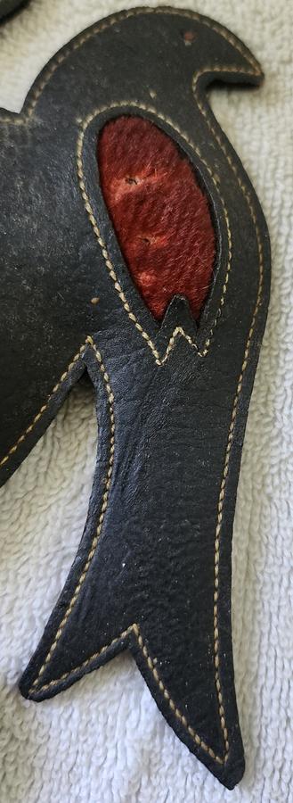 19th C. Leather & Velvet Birds & Heart Pin Cushion