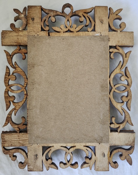 Small Antq. Die-Cut in Hand Carved Folk Art Frame