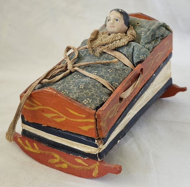 Antique Working German Child in Cradle Pipsqueak