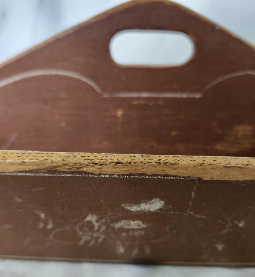 Antique Painted Cutlery Tray w/Abstract Design