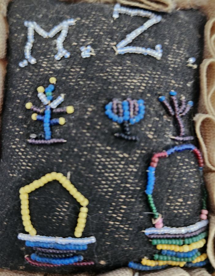 Antique Beaded Pin Cushion w/Initials, Trees++