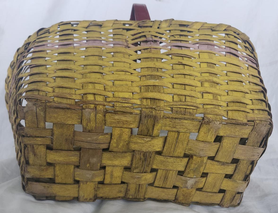 Antique Primitive Basket in Original 3-Color Paint