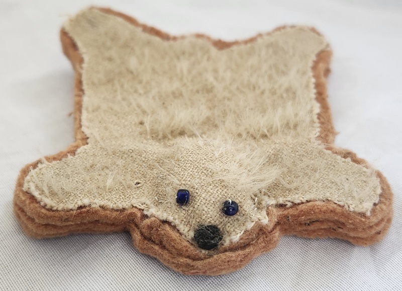 **Antique Polar Bear Rug Pen Wipe or Dollhouse Rug
