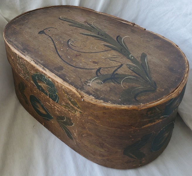 **Antique Scandinavian Folk Art Tine Box w/Bird