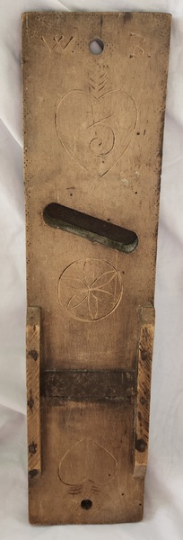 Antq. Slaw Cutter w/Hearts, Radial, Signed "W.B."