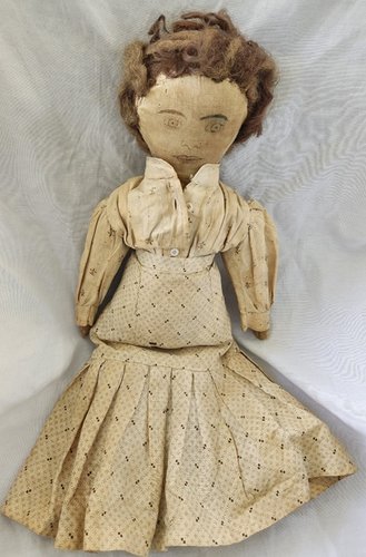 Late 1800's Folk Art Rag Doll-Hand Drawn Face
