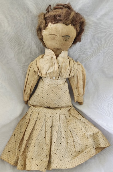 Late 1800's Folk Art Rag Doll-Hand Drawn Face