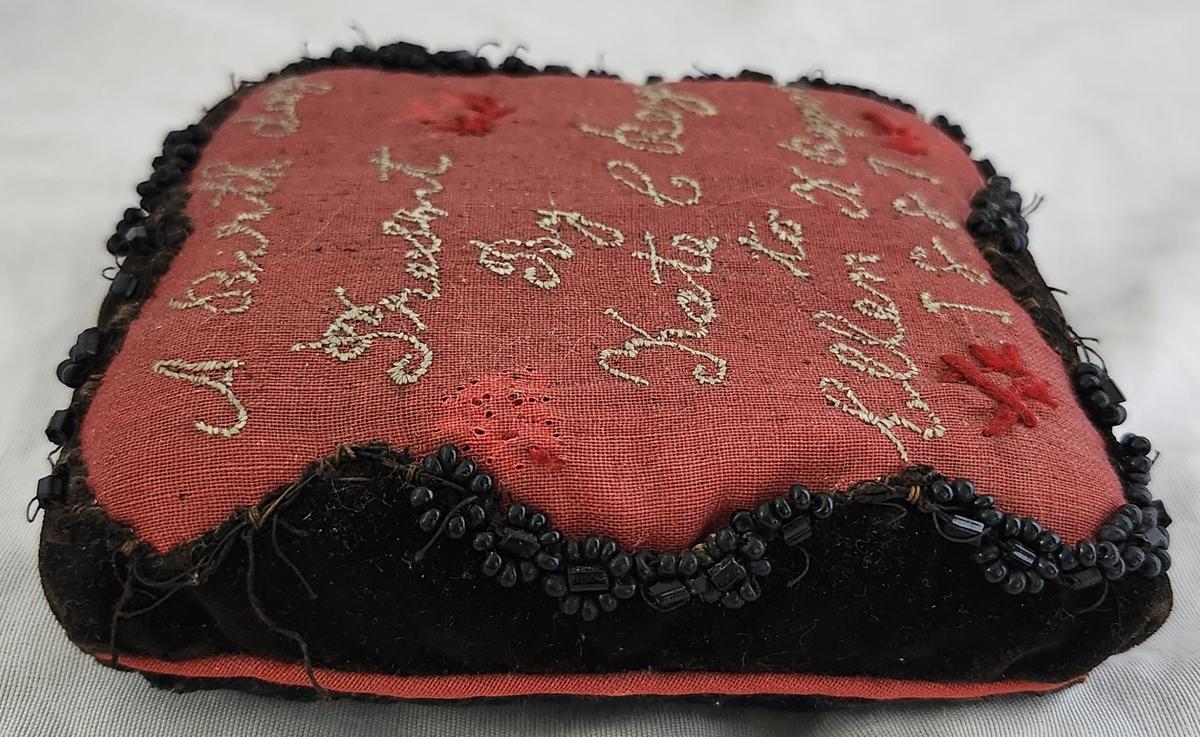 Dear Dtd. 1887 Folk Art Birthday Gift Pin Cushion