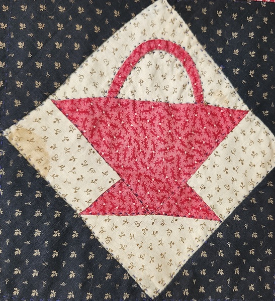 **Antique PA. Folk Art Appliqued Basket Crib Quilt