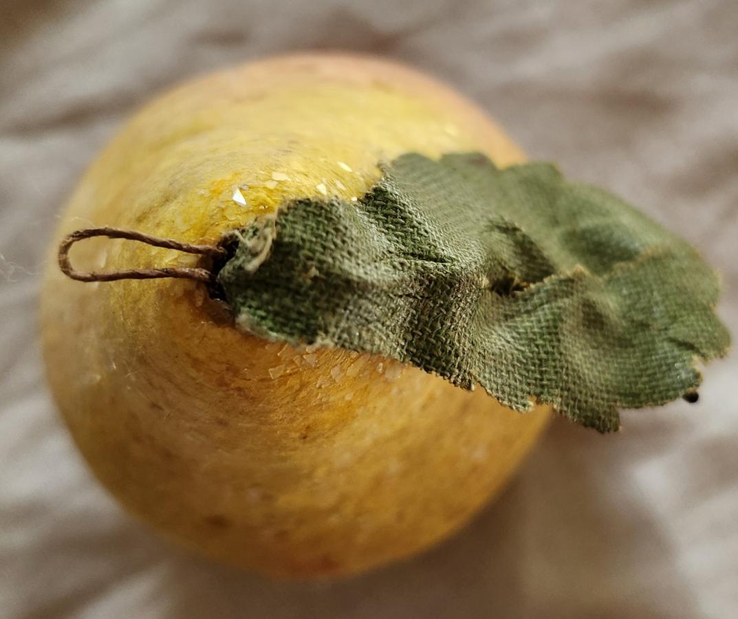 Vintage German Spun Cotton Pear Xmas Ornament