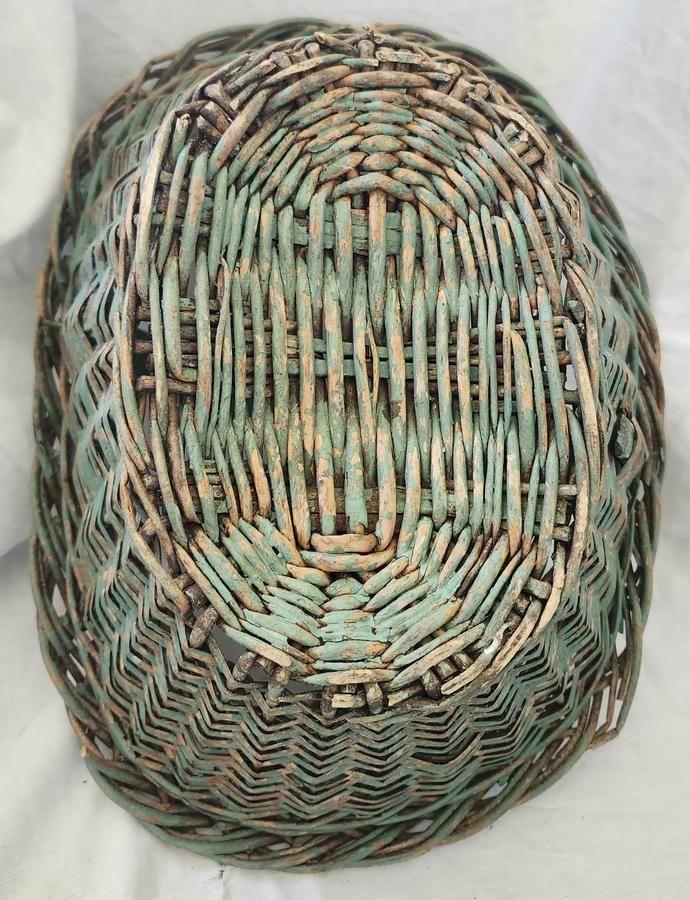 Antique PA. Willow Basket in Old Teal Green Paint