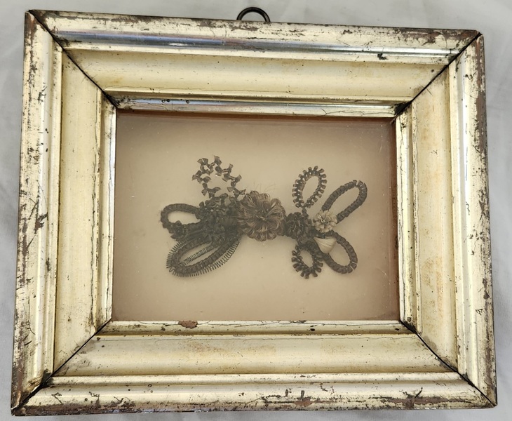 **19th C. Framed Folk Art Woven Hair Memorial