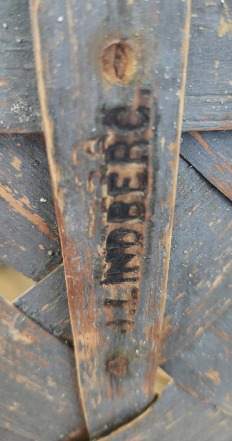 Antq. "J. Lindberg" Basket in Orig. Blue Paint