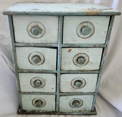 **Vintage Primitive Spice Cabinet in Old Blue Pain