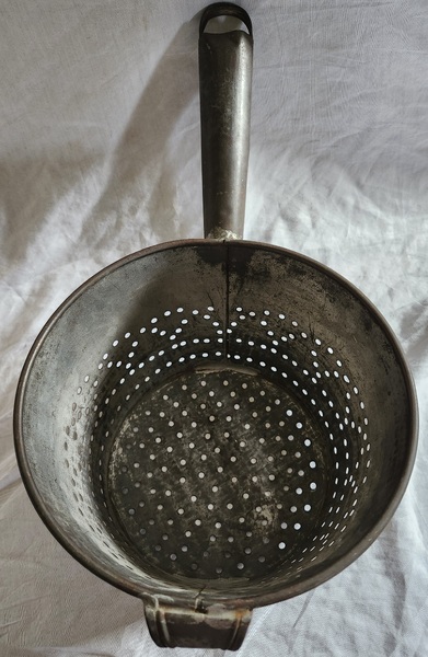 Large Vintage Primitive Tin Strainer