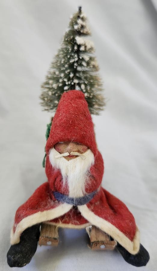 Antique German Santa on Sleigh w/Tree