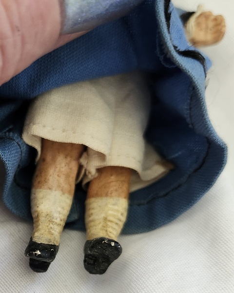 **Antique 5" German 16/0.M. Doll w/Original Wig