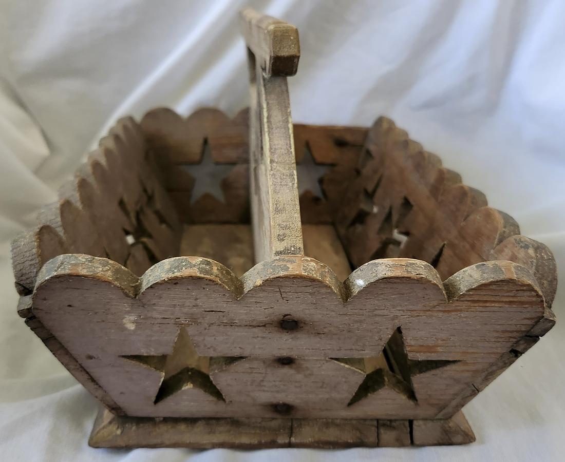 19th C. Folk Art Cutlery Box Orig. Mauve Paint