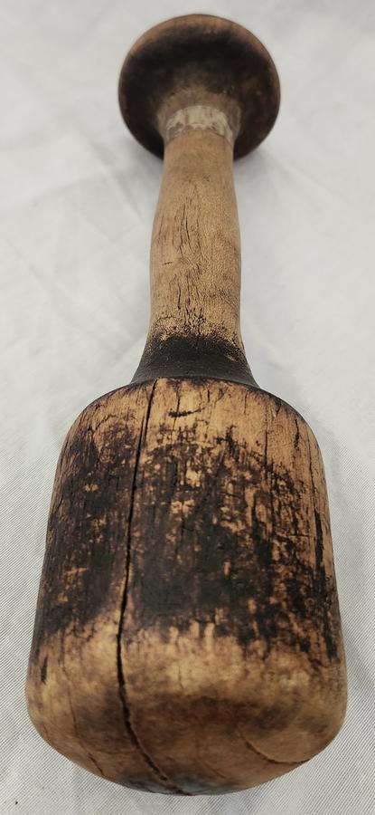 Lg. Antique Mortar & Pestle in Orig. Black Paint