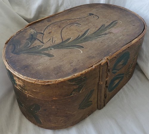 **Antique Scandinavian Folk Art Tine Box w/Bird