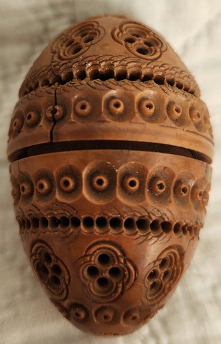 19th C. Folk Art Coquille Nut Needle Case