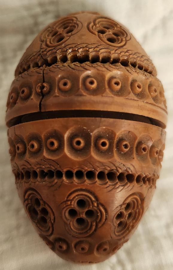 19th C. Folk Art Coquille Nut Needle Case