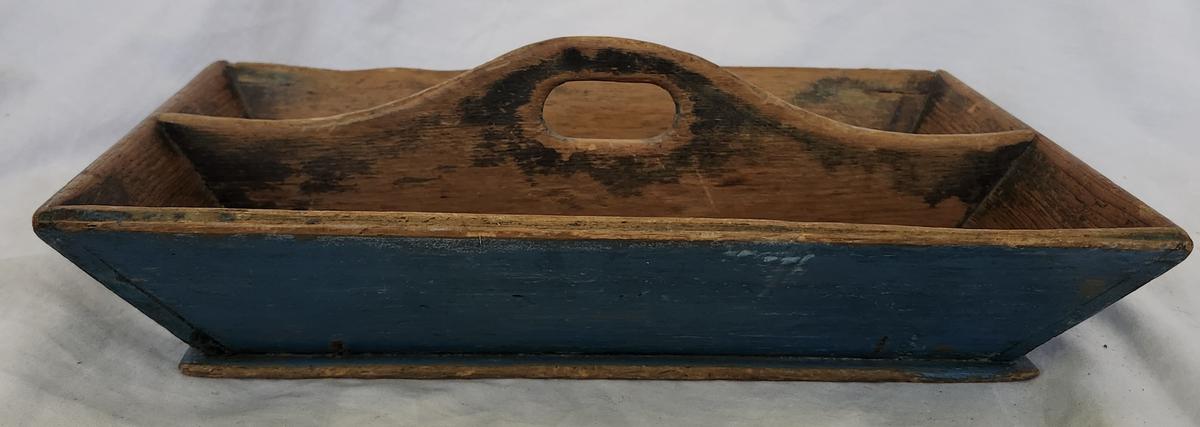 19th C. Knife Box/Cutlery Tray in Old Teal Paint