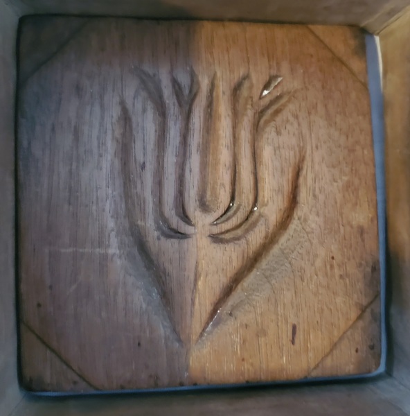 Antq. PA Folk Art Tulip 2 Piece Butter Mold