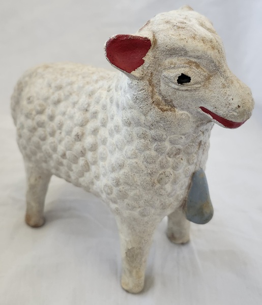 **Antique Painted Redware Sheep Bank