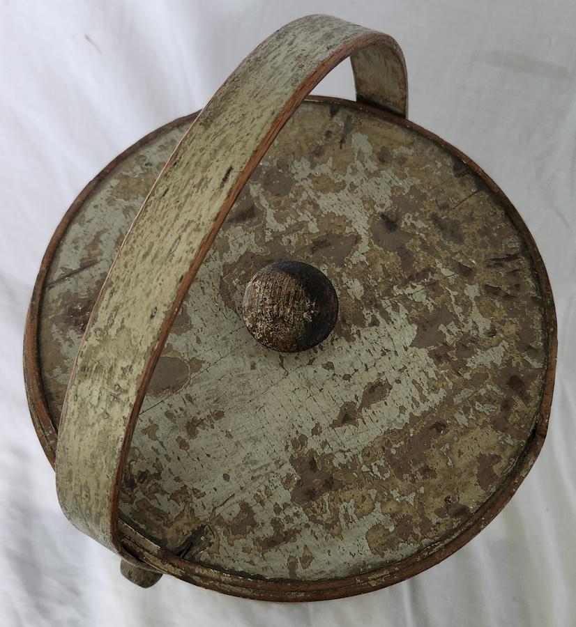 Antique Primitive Firkin in Old Putty Gray Paint