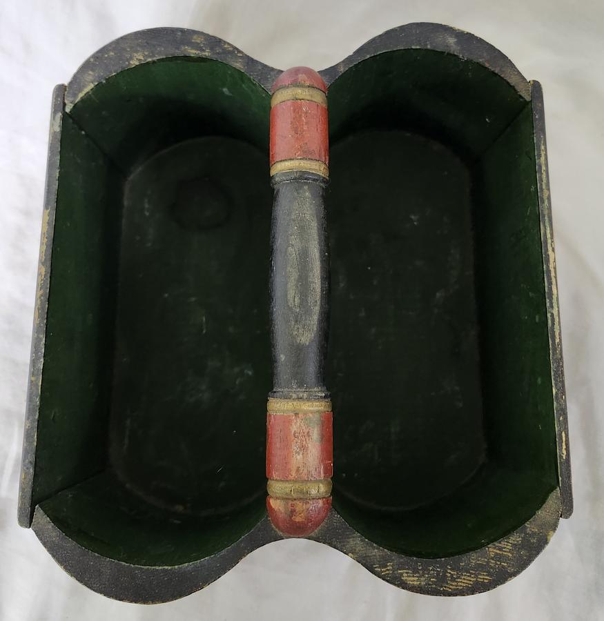 Unusual Antique Divided Tote in Original Paint