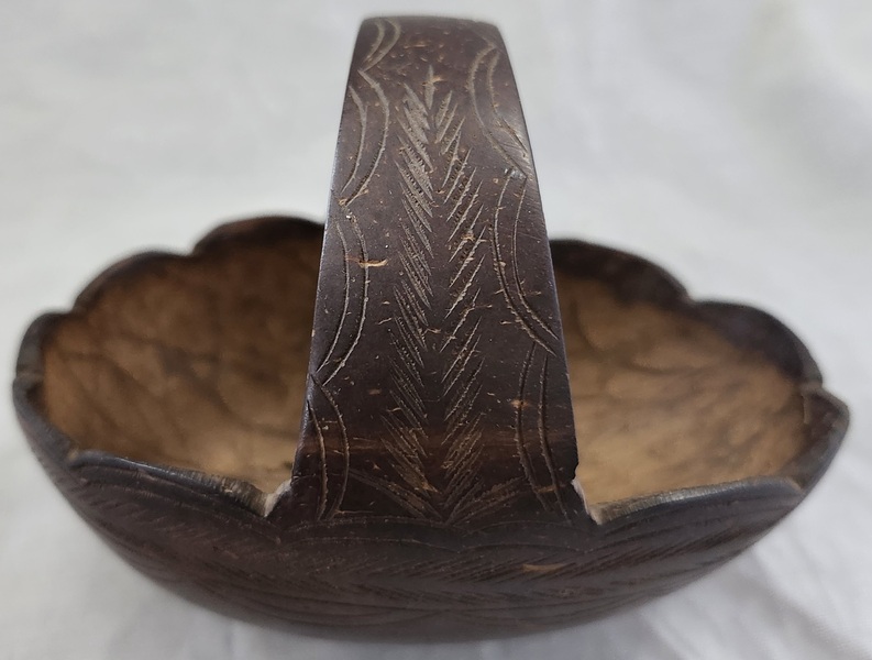 Ca.1850 Coconut Shell Basket w/Pineapple Design