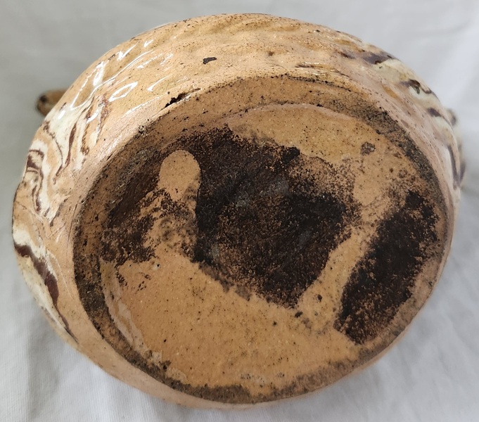 **Diminutive Antique Scroddleware Hen on Nest Bank
