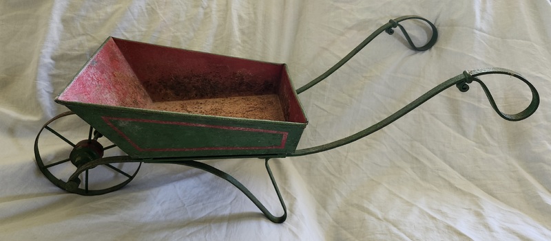 Adorable Vintage Painted Metal Child's Wheelbarrow