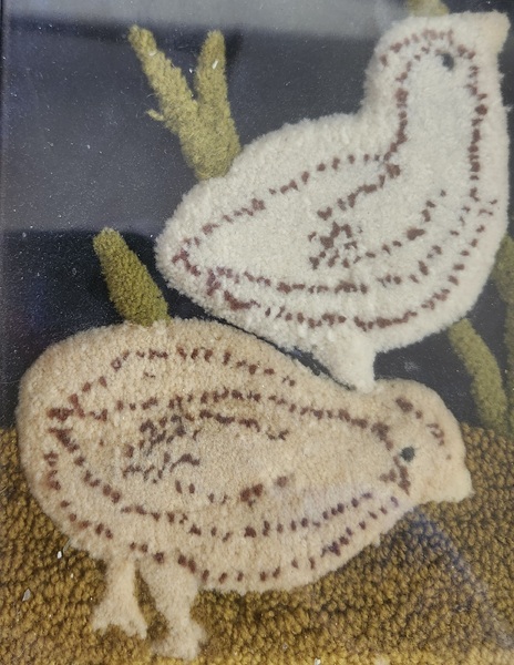 **Antique Framed Stumpwork Depiction of Baby Chick