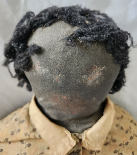 Lg. 30" Tall Antique Black Folk Art Male Rag Doll