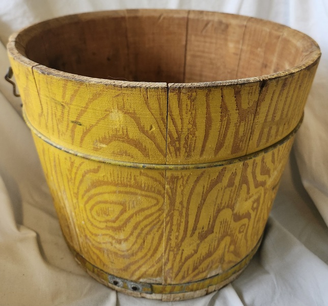 **Antique New England Grain Painted Yellow Bucket
