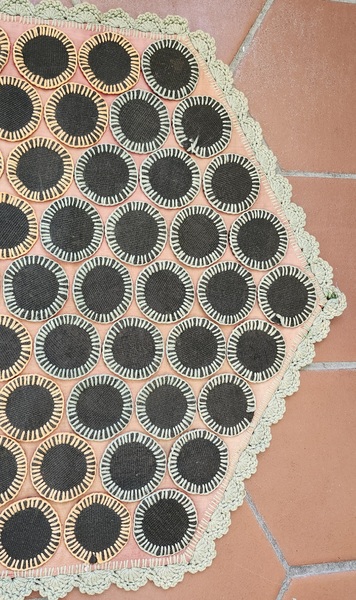 Vtg. Folk Art Diamond Pattern Penny Rug